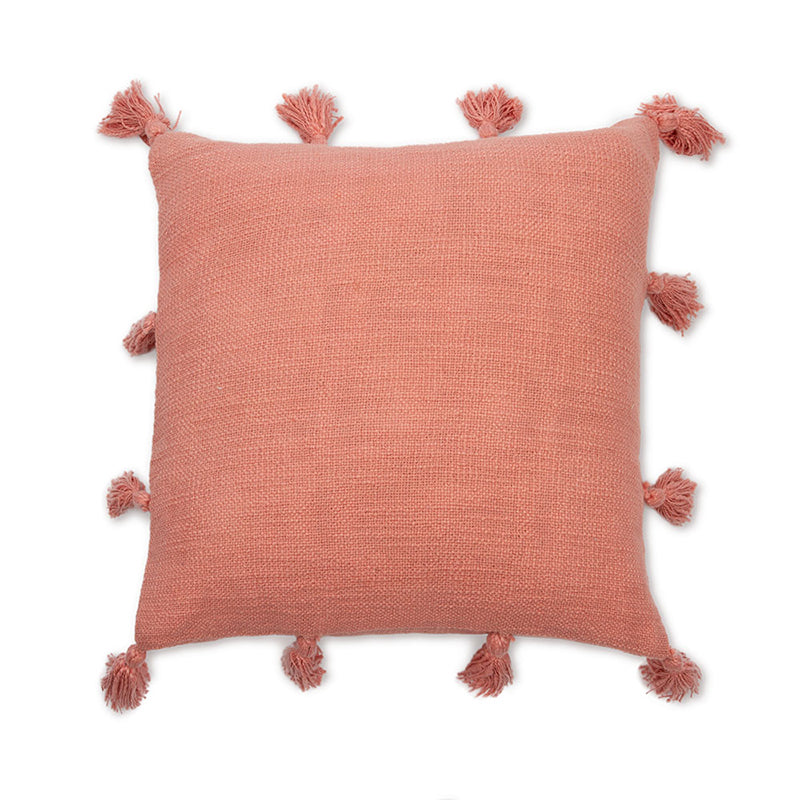 MEVAK LIVING - Funda de cojín de algodón con pompones M/Joy